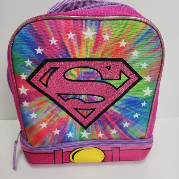 Pink Warner Brothers DC Superhero Girls Drop Bottom Insulated Lunchbox - Picture 2 of 12